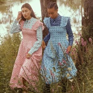 Hill House Ellie Dress in Crepe Blue Trailing Vine